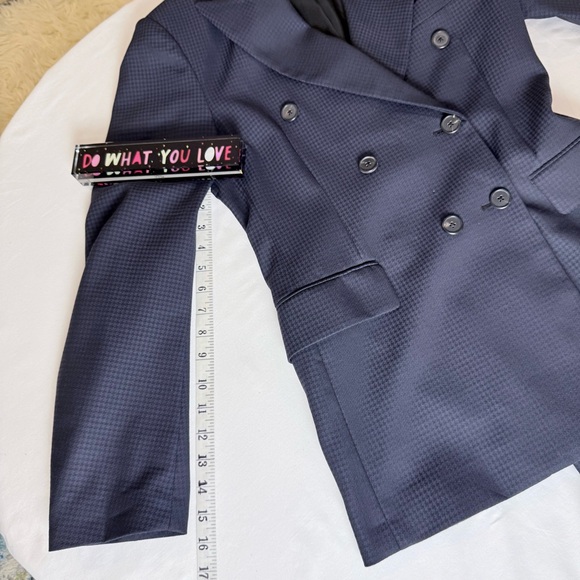 Matthew Adams Dolan Virgin Wool Gingham Blazer/Navy/Black/Small - Picture 9 of 16